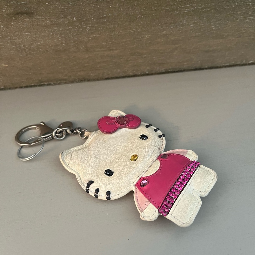 Swarovski X Sanrio Leather Hello Kitty Keychain / Bag Charm with Pink Accents - Picture 3 of 9